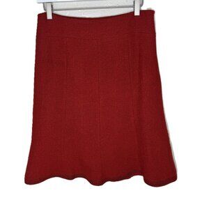 Adolfo Dominguez Red Tweed Boucle Knit Trumpet Skirt, Career, Size 42 EU